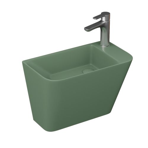 Primo 280mm Wall Mounted Monoblock Washbasin - Matt Green