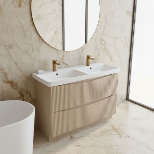 Josef Martin Happi 1200mm Fluted Floor Standing Double Vanity Unit & Basin - Sand