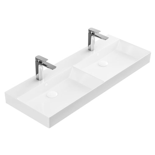 Stance 1200mm Ceramic Dual Vanity Basin - White