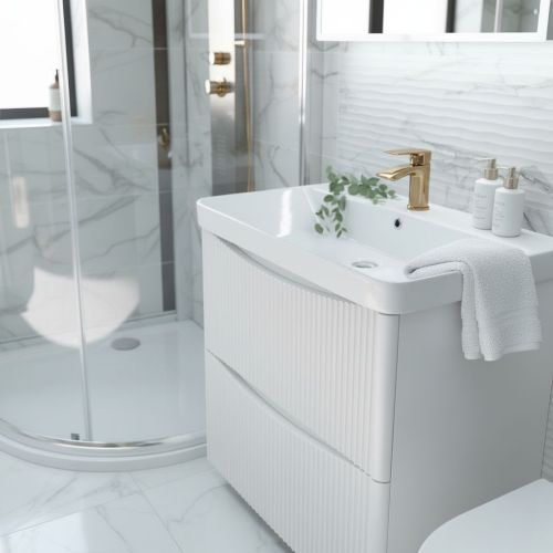 Josef Martin Happi 800mm Fluted Floor Standing Vanity Unit & Basin - White
