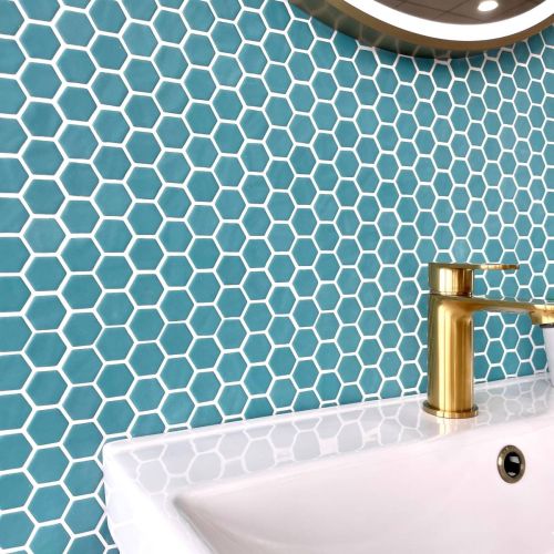 Penny Natureglass Turquoise Matte Non Slip 28.6 x 28.6cm Mosaic Sheet (12860)