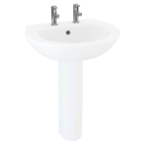 Arley 2 Tap Holes 545mm Basin & Full Pedestal In A Box