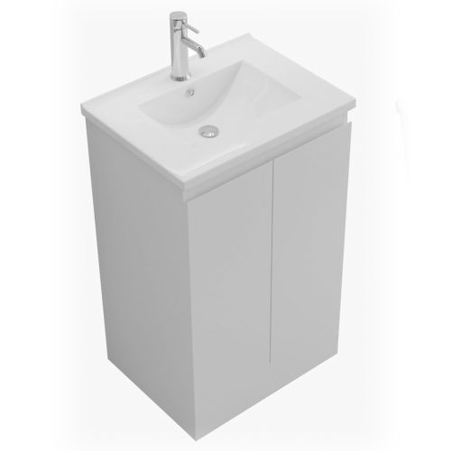 Halite Waterproof 500mm Floorstanding Vanity Unit & Basin - White