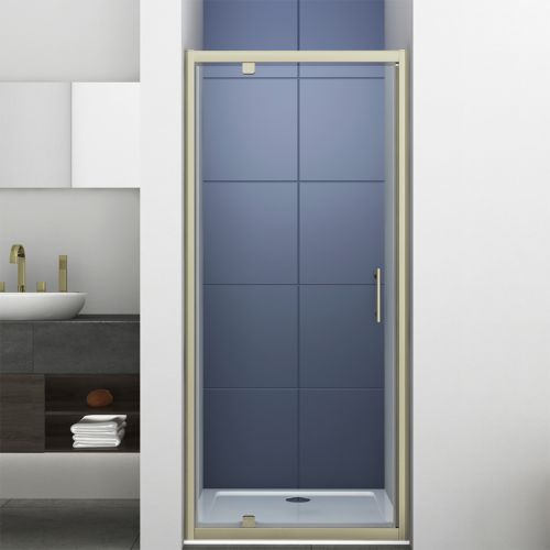 Kiimat Six 800mm Pivot Shower Door - Brushed Brass (20424)