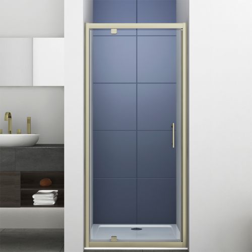 Kiimat Six 1000mm Pivot Shower Door - Brushed Brass (20426)