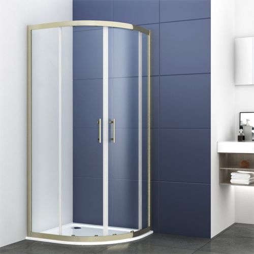 Kiimat Six 1200 x 800mm Offset Quadrant Shower Enclosure - Brushed Brass (20408)