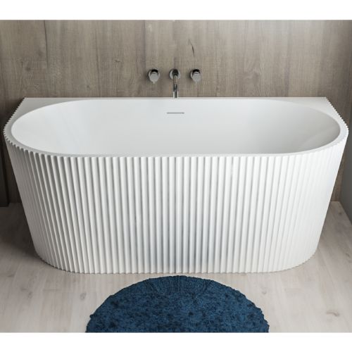 Caversham 1650 D Shaped Bath Inc Waste - White