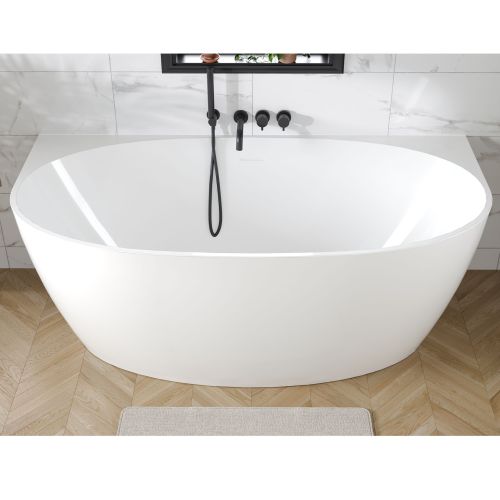 Harlton Back to Wall 1500 x 750 x 580mm Freestanding Bath - Gloss White