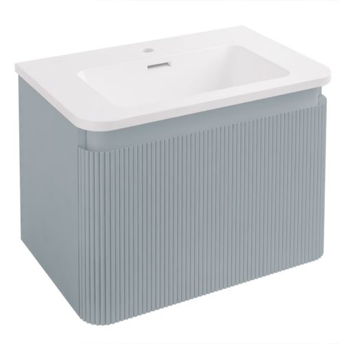 Belice Fluted 600mm Wall Hung Vanity Unit and Basin - Grey