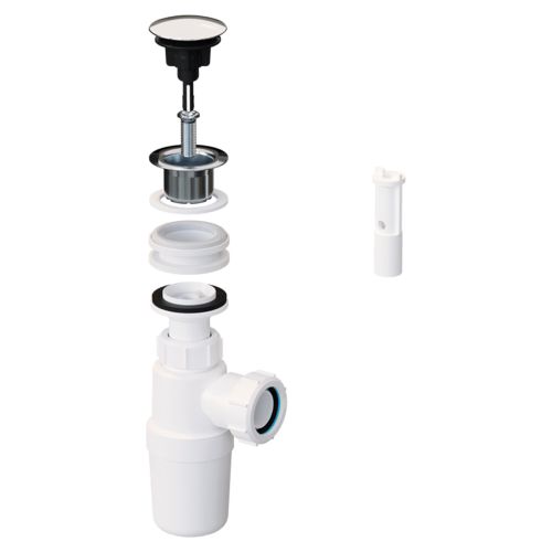 McAlpine All in One Fast Fix Basin Clicker Waste with Bottle Trap  (21365)