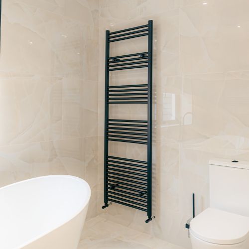Lazzarini Silea 1800 x 500mm Straight Heated Towel Rail - Matt Black (21101)