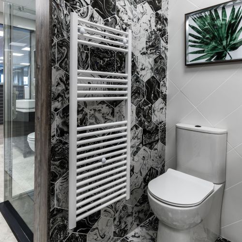 Lazzarini Silea 1200 x 600mm Straight Heated Towel Rail - White (20770)