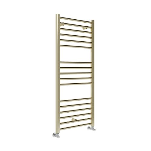 Lazzarini Silea 800 x 500mm Straight Heated Towel Rail - Brushed Brass