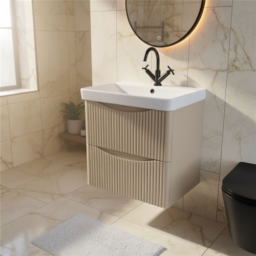 Josef Martin Happi 600mm Fluted Wall Hung Vanity Unit & Basin - Sand