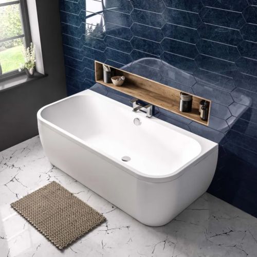 Malin D Shape Back To Wall 1700 x 800mm Bath - White