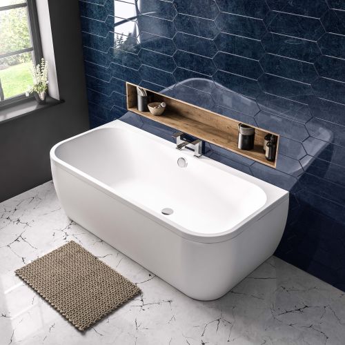 Malin D Shape Back to wall 1800 x 800mm Bath - White