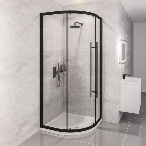 Vantage 900mm Single Door Quadrant Shower Enclosure - Black (21424)