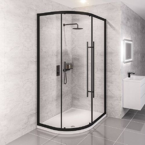 Vantage 1100 x 760mm Offset Quadrant Shower Enclosure - Black (15574)