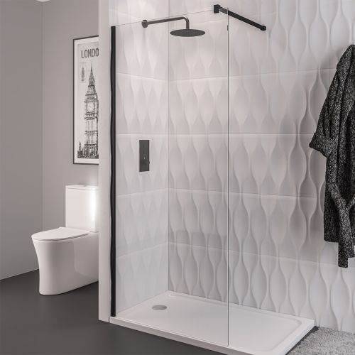 Vantage 8 1000mm Walk-In Shower Panel - Black (21428)