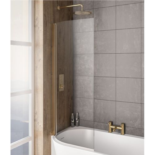 Bray Left Hand 6mm Bath Screen - Brushed Brass