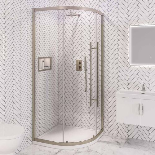 Vantage 2000 Easy Clean Quadrant 900mm - Brushed Brass