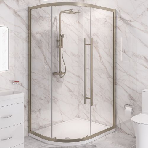 Vantage 2000 Easy Clean Offset Quadrant 900x800mm - Brushed Brass