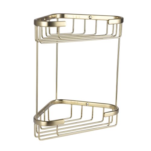 Double Corner Basket - Brushed Brass