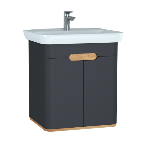 Vitra Sento 2 Door Wall Hung Washbasin Unit 650mm and Basin - Anthracite