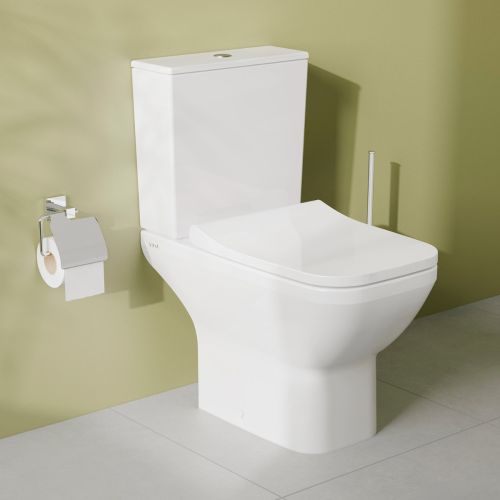 Vitra Integra Square Rimless Close Coupled Open Back Toilet with Soft Close Seat