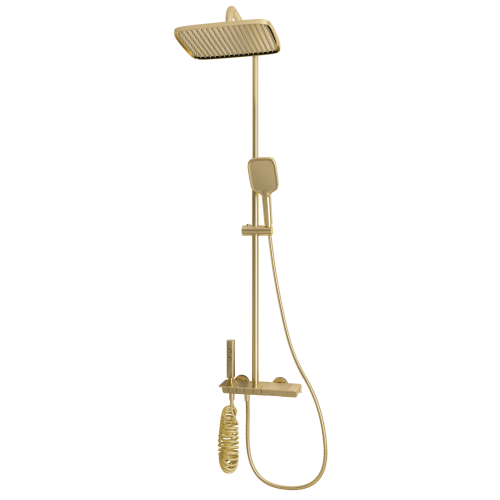 Exposed Thermostatic Shelf Shower Set - Brushed Brass