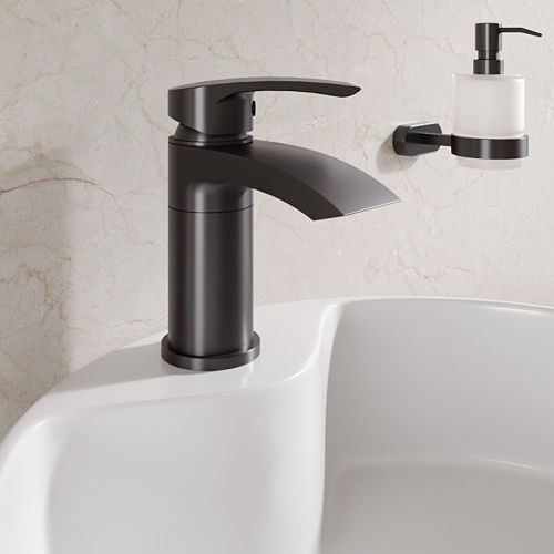 Alveston Swivel Basin Tap With Waste - Matt Black