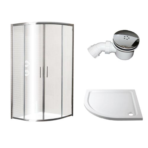 900mm Quadrant Shower Enclosure Bundle with Door, Tray and Waste