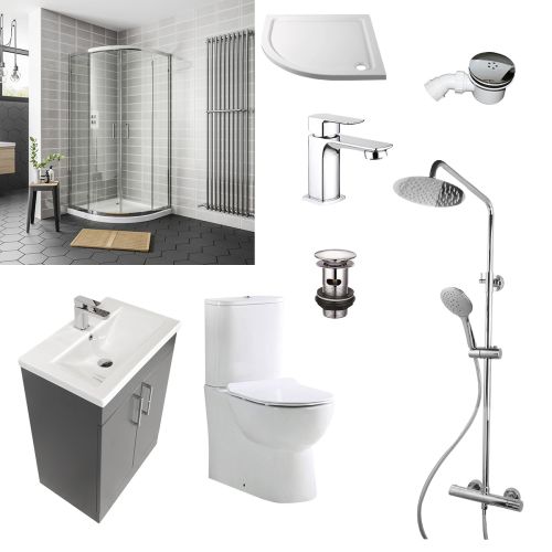 Austin Matt Anthracite Shower Room Deal - Chrome (20574)