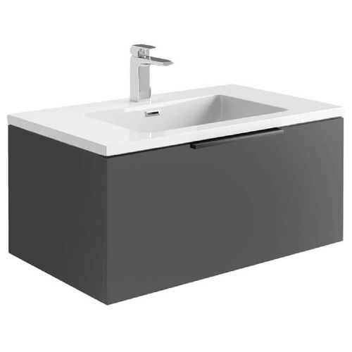 Ambience 800mm Wall Mounted Vanity Unit & Basin - Matt Grey (13172)