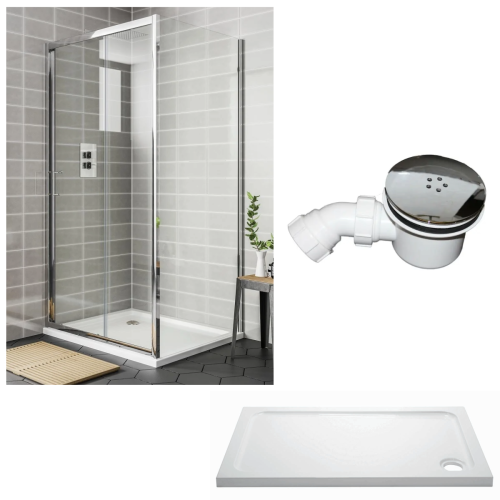 Aquadart Destini 1100 x 800mm Sliding Door and Side Panel Enclosure Pack including Tray and Waste