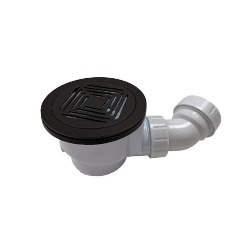 April 90mm Shower Waste with Black Grill