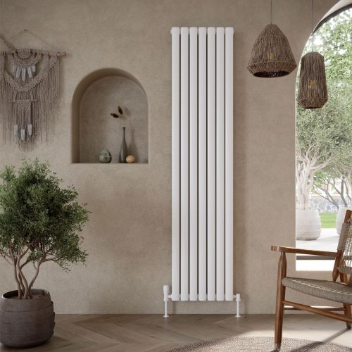 Andretti Double 1800mm x 413mm Vertical Designer Radiator - White 