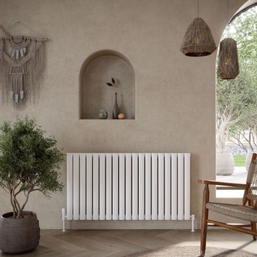 Andretti Single 600mm x 1121mm Horizontal Designer Radiator - White 