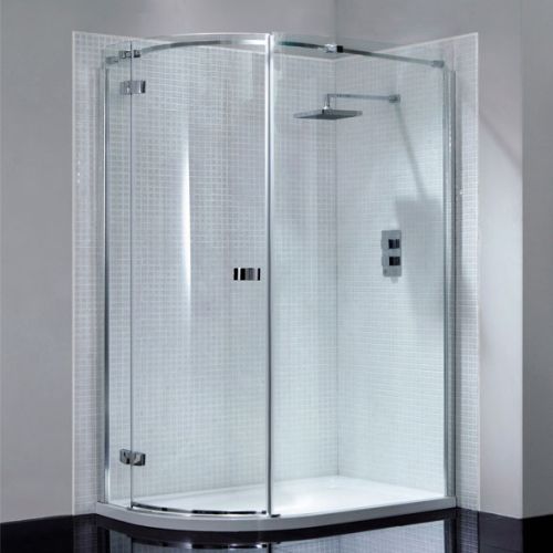 April Prestige Frameless 900 x 760mm Single Door Offset Quadrant Shower Enclosure - LH (10187) 