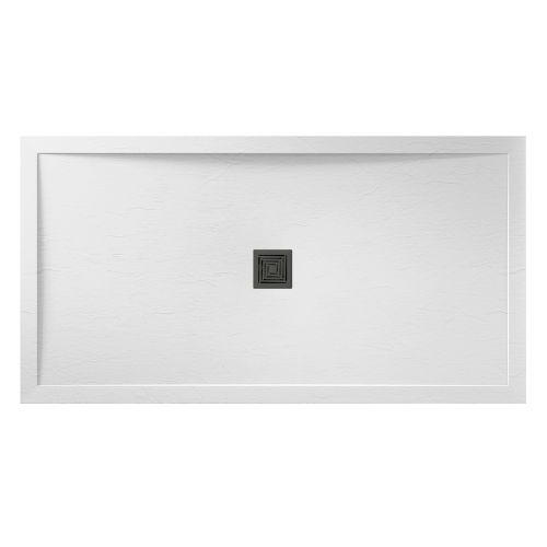 Aquadart Aqualavo 1000 x 800mm Rectangle Slate Effect Shower Tray - White (20789)