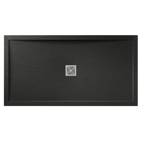 Aquadart Aqualavo 1700 x 900mm Rectangle Slate Effect Shower Tray - Black (20824)