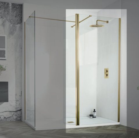 Aquadart Venturi 8 800mm Wetroom Panel - Brushed Brass