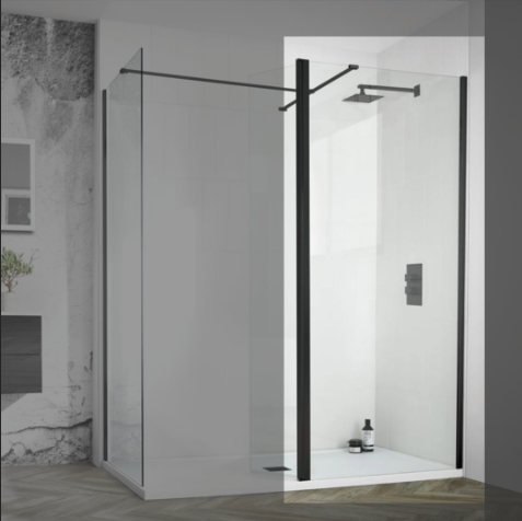 Aquadart Venturi 8 800mm Wetroom Panel - Black