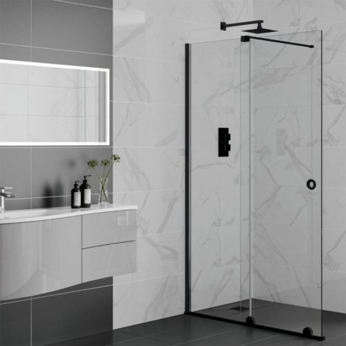 Aquadart Rolla 8 1200mm Sliding Wetroom Panel - Black (10483)