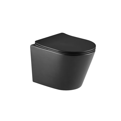 Arc Wall Hung Toilet & Soft Close Seat - Matt Black (21317)