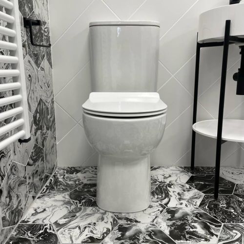 Ari Rimless Close Coupled Fully Back to Wall Toilet with Cyclone Flush & Soft Close Seat (11843)