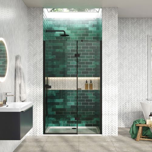 Dawn Athena 1000mm Hinged In-Line Shower Door - Black (16164)