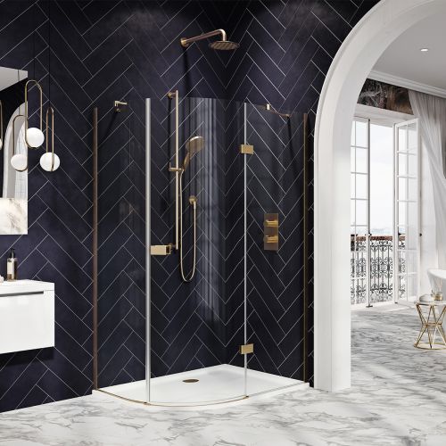 Dawn Athena 1200 x 800mm Offset Quadrant Shower Enclosure - Brushed Brass (16179)