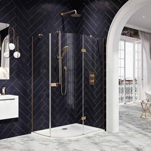 Dawn Athena 1200 x 900mm Offset Quadrant Shower Enclosure - Brushed Brass (16180)
