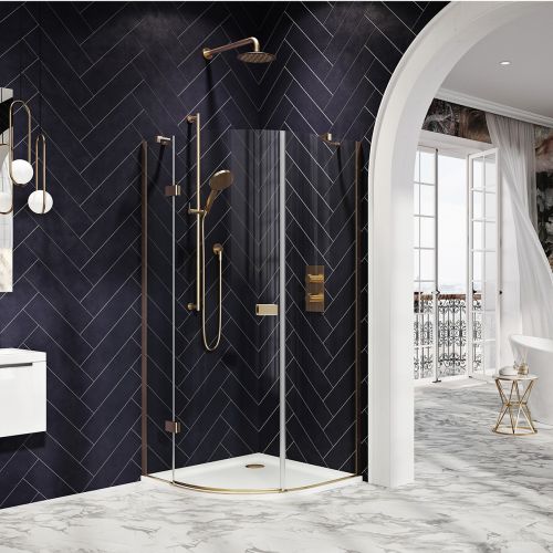 Dawn Athena 800 x 800mm Hinged Quadrant Shower Enclosure - Brushed Brass (16181)